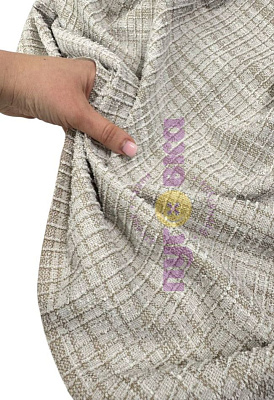 Трикотаж Клетка фактурная цвет бежевый