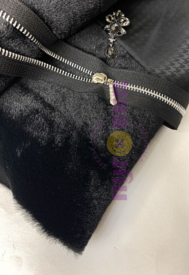 Мех дублированный цвет черный