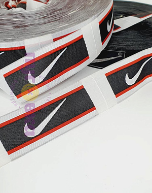 Лента жаккардовая Найк цвет ч/б/к