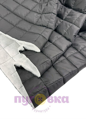 Ткань курточная стежка Квадрат 5*5 цвет черный/ синтепон 150 гр.м