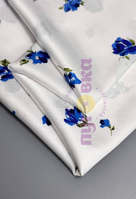 Армани-шелк синие цветы на белом