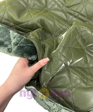Курточная ткань Лазерная кожа/синтепон/мех цвет хаки