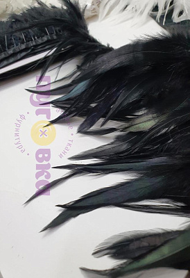Тесьма перо Марабу на ленте цвет черный