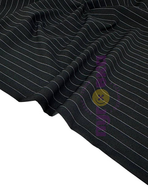 Ткань костюмная Полоска 1,5см цвет черный