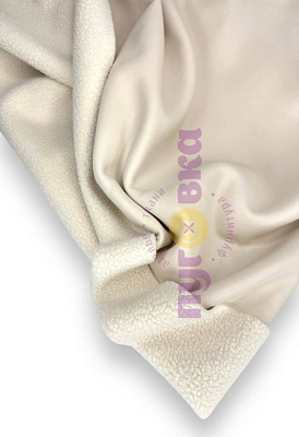 Дубленка мягкая/ Экокожа с мехом цвет крем/запас на пластике