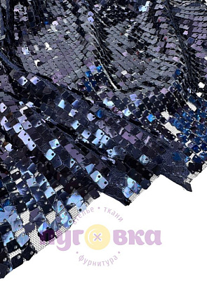 Пайетки на сетке цвет т.синий