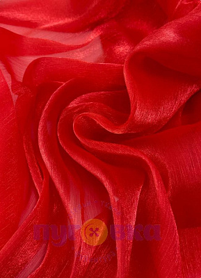 Органза креш с блеском цвет красный