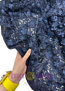 Гипюр Цветочки,цвет темно синий