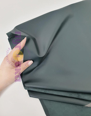 Кожа стрейч на замше цвет т.изумруд 7