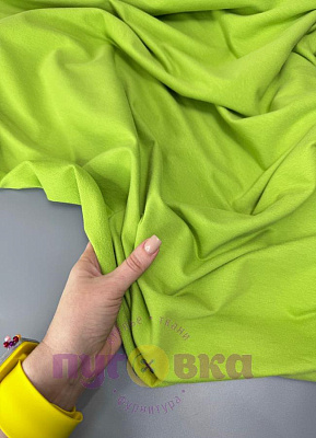 Трикотаж футер 2нитка с лайкрой цвет салатовый Пенье