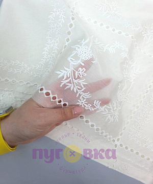 Шелковый тенсель с вышивкой цвет экрю АКЦИЯ