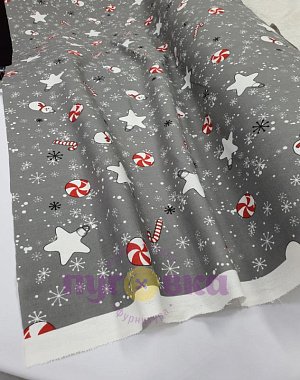 Рогожка скатерочная Ёлочные игрушки 