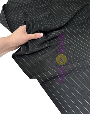 Ткань костюмная Полоска 1,5см цвет черный