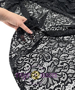 Гипюр стрейч "Жгутик" с фестоном, черный/ новый!