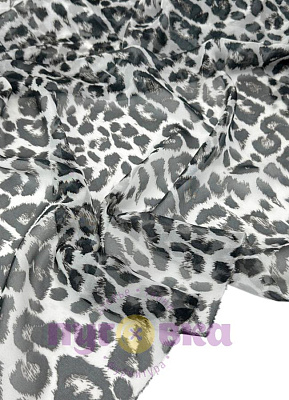 Мульти шифон Леопард серый