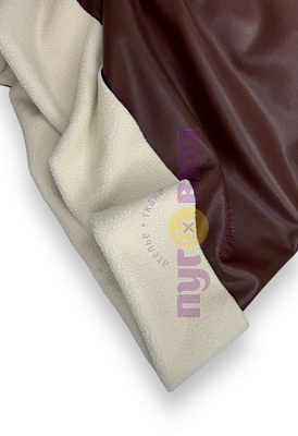 Дубленка мягкая/ Экокожа с мехом цвет коричневый/крем/ запас на пластике