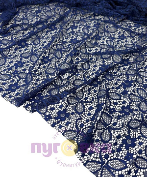 Гипюр стрейч цветы, т.синий