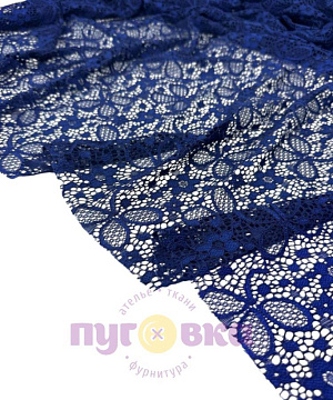 Гипюр стрейч цветы, т.синий