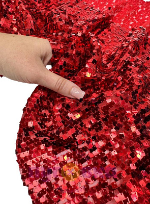 Пайетки на сетке цвет красный