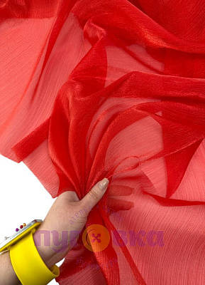 Органза креш с блеском цвет красный