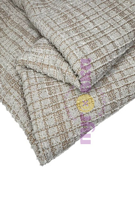 Трикотаж Клетка фактурная цвет бежевый