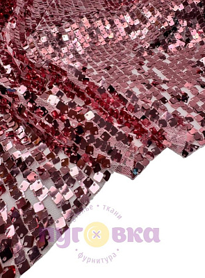 Пайетки на сетке цвет розовый