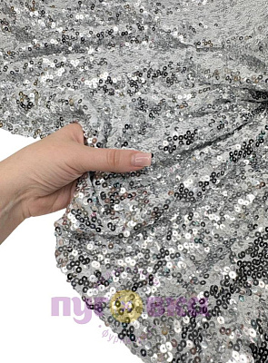 Ткань с пайетками цвет серебро