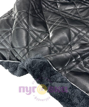 Курточная ткань Лазерная кожа/синтепон/мех цвет черный
