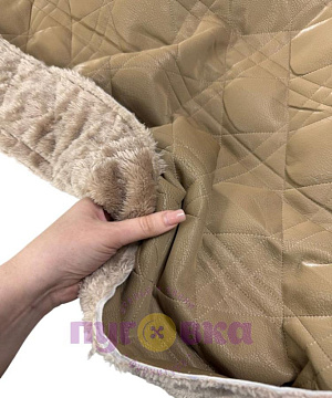 Курточная ткань Лазерная кожа/синтепон/мех цвет песочный