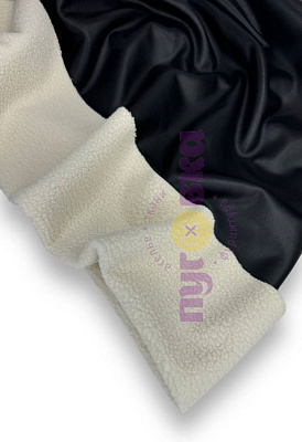 Дубленка мягкая/ Экокожа с мехом цвет черный/крем/запас на пластике