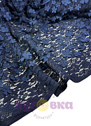 Гипюр Цветочки,цвет темно синий