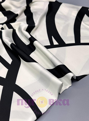 Шелк стрейч принт ч/б