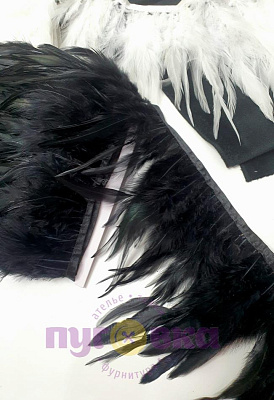 Тесьма перо Марабу на ленте цвет черный