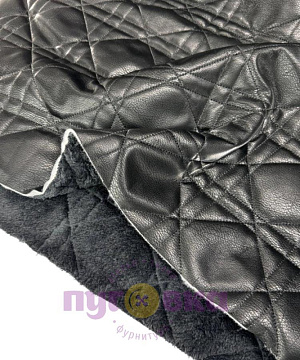 Курточная ткань Лазерная кожа/синтепон/мех цвет черный