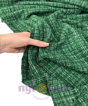 Твид "Шанель" костюмный цвет зеленый изумруд