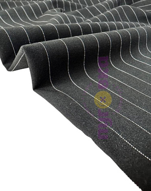 Ткань костюмная Полоска 1,5см цвет черный