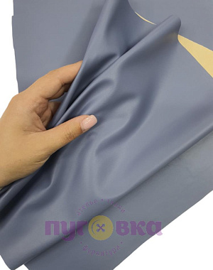 Эко-кожа стрейч цвет пыльно голубой NEW