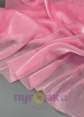 Органза креш с блеском цвет розовый