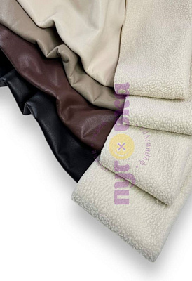 Дубленка мягкая/ Экокожа с мехом цвет коричневый/крем/ запас на пластике