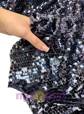 Пайетки на сетке цвет т.синий