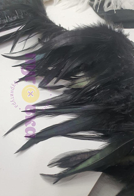 Тесьма перо Марабу на ленте цвет черный
