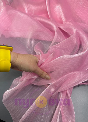 Органза креш с блеском цвет розовый