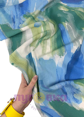 Вискоза Бохо акварель цвет голубой